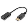 DIGITUS ASSMANN aktyvus DisplayPort-HDMI adapterio kabelis, DP - HDMI A tipo M/F, 20 cm su fiksatoriumi, HDMI 2.0, CE, auksuotas, juodas