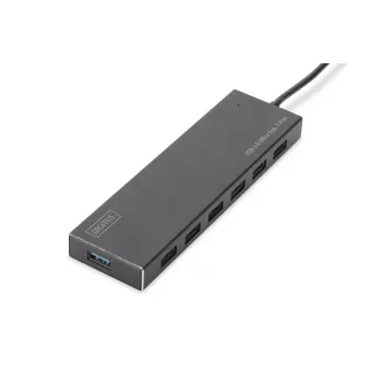 DIGITUS USB 3.0 7 prievadų šakotuvas su maitinimo adapteriu 5V/3,5A, aliuminio korpusas