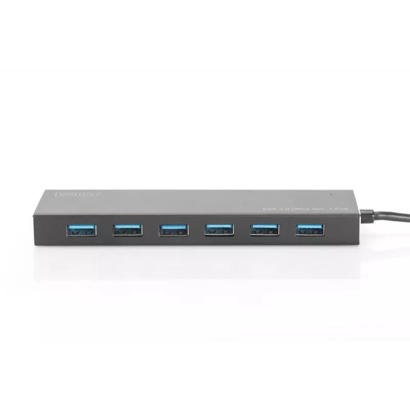 DIGITUS USB 3.0 7 prievadų šakotuvas su maitinimo adapteriu 5V/3,5A, aliuminio korpusas