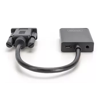 DIGITUS VGA į HDMI keitiklis + Garsas (3,5 mm) Full HD (1080p), 15 cm juodas