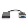 DIGITUS VGA į HDMI keitiklis + Garsas (3,5 mm) Full HD (1080p), 15 cm juodas
