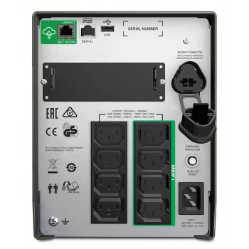 APC Smart-UPS SMT1500IC - 8x C13, USB, SmartConnect, 1500VA, linijinis-interaktyvus, 1,5 kVA, 1000 W, sinusas, 151 V, 302 V
