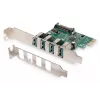 DIGITUS USB 3.0, 4 prievadų, PCI-E papildymo kortelė, 4 prievadai A/F išoriniai, VL805 lustas
