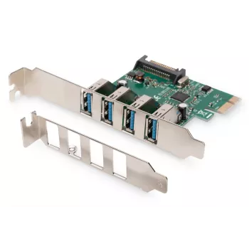 DIGITUS USB 3.0, 4 prievadų, PCI-E papildymo kortelė, 4 prievadai A/F išoriniai, VL805 lustas