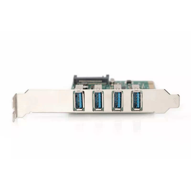 DIGITUS USB 3.0, 4 prievadų, PCI-E papildymo kortelė, 4 prievadai A/F išoriniai, VL805 lustas