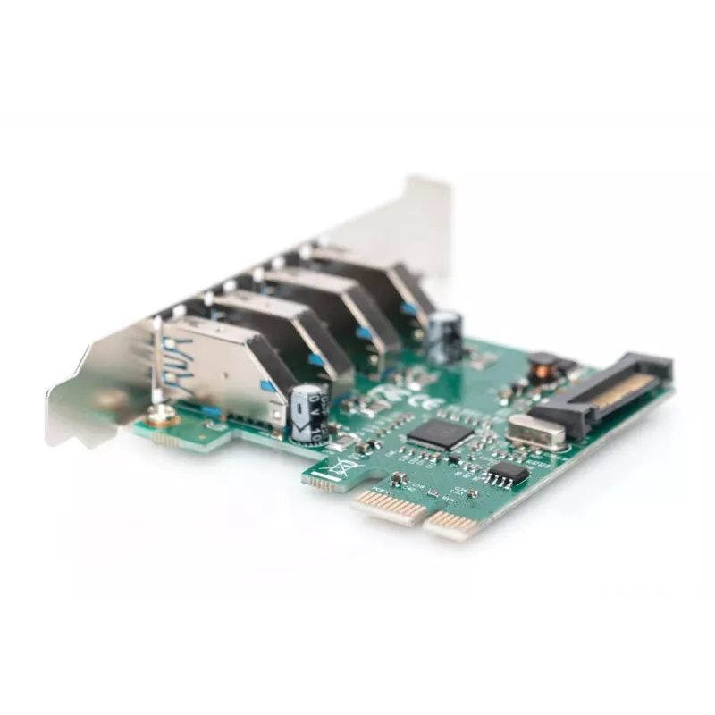 DIGITUS USB 3.0, 4 prievadų, PCI-E papildymo kortelė, 4 prievadai A/F išoriniai, VL805 lustas