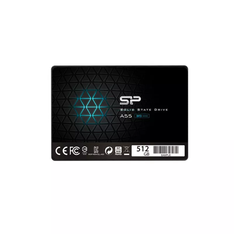 2,5 colio SATA III SSD Silicon Power Ace A55 — 512 GB, 3D TLC, iki 560/530 MB/s, 7 mm, Juoda