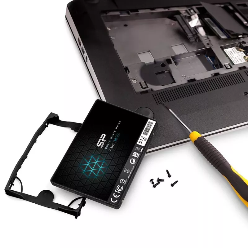 2,5 colio SATA III SSD Silicon Power Ace A55 — 512 GB, 3D TLC, iki 560/530 MB/s, 7 mm, Juoda