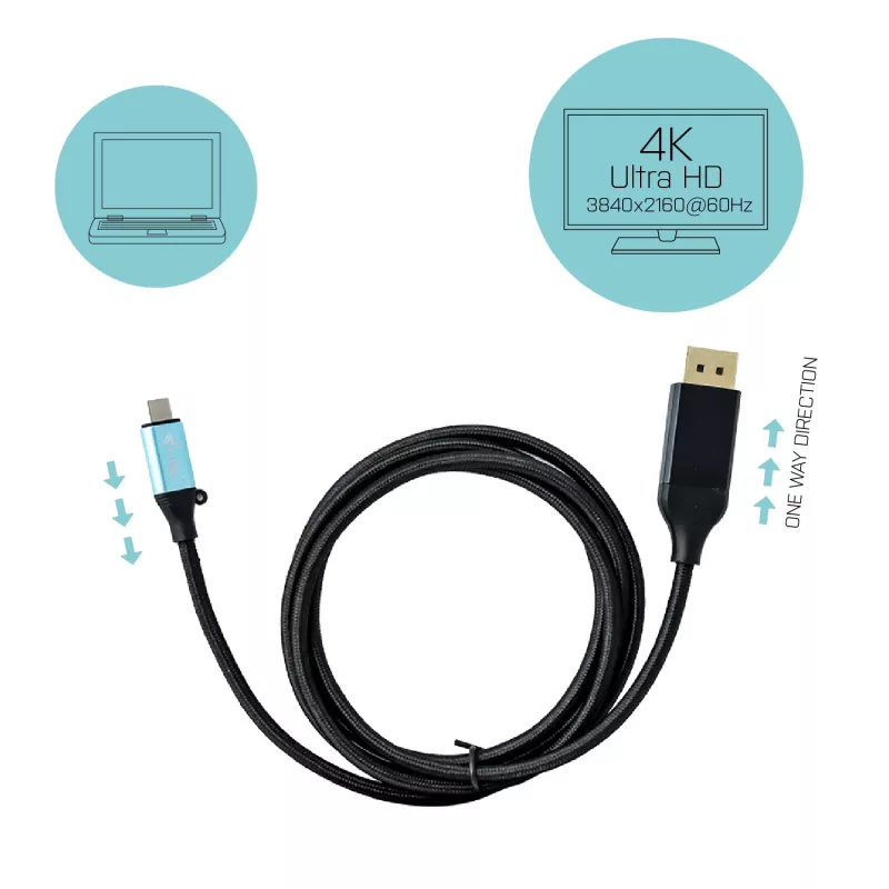 i-tec USB-C į DisplayPort adapterio laidas 4K / 60 Hz 150 cm