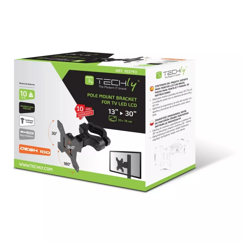 Techly ICALCD100BK stalo laikiklis monitoriui juodas