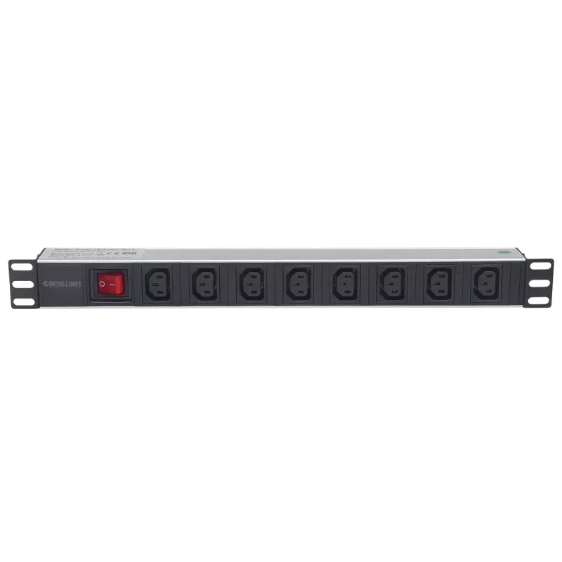 Intellinet 19 inch 1U stelažinis maitinimo skirstytuvas (PDU) su 8 C13 lizdais, nuimamu maitinimo laidu ir C20 įvadu gale