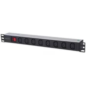 Intellinet 19 inch 1U stelažinis maitinimo skirstytuvas (PDU) su 8 C13 lizdais, nuimamu maitinimo laidu ir C20 įvadu gale