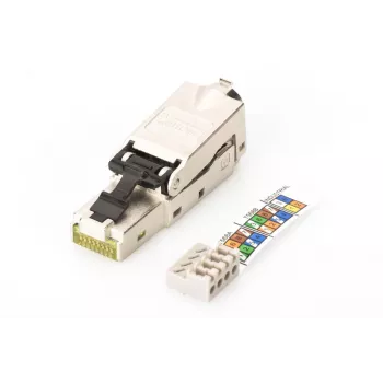 DIGITUS CAT6A lauko kištukas STP su dulkių dangteliu ir lenkimo apsauga DN-93631