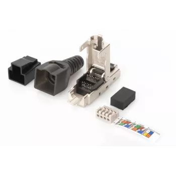 DIGITUS CAT6A lauko kištukas STP su dulkių dangteliu ir lenkimo apsauga DN-93631