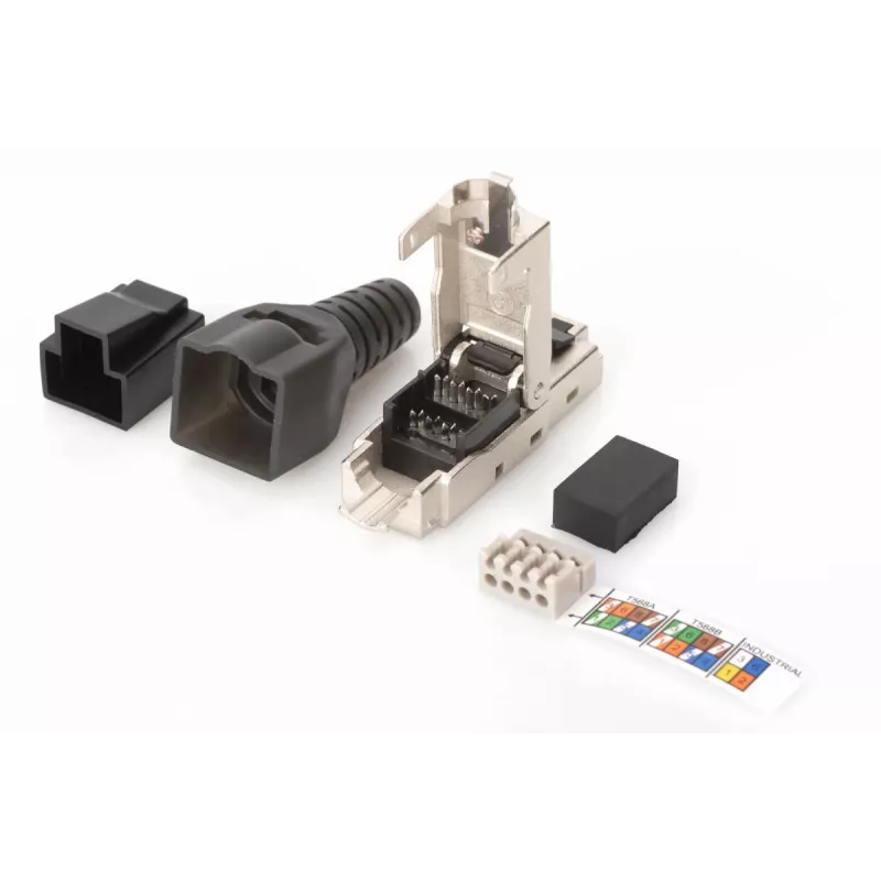 DIGITUS CAT6A lauko kištukas STP su dulkių dangteliu ir lenkimo apsauga DN-93631