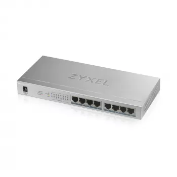 Zyxel GS1008HP nevaldomas Gigabit Ethernet jungiklis su PoE, pilka spalva