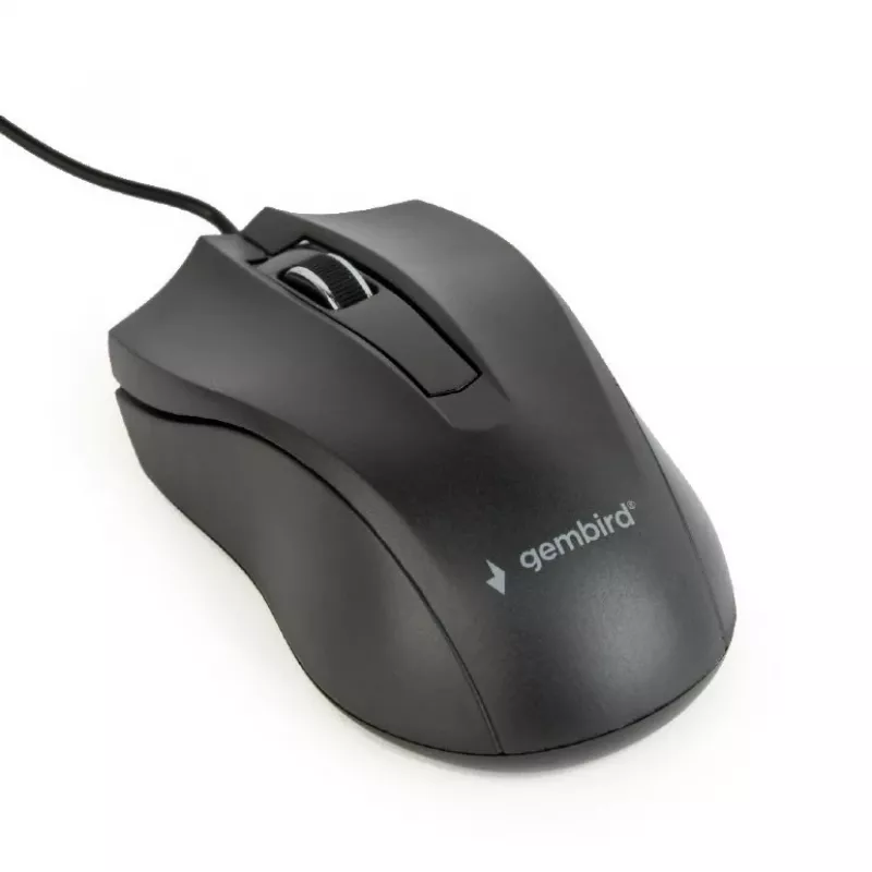 Laidinė ambidekstrinė optinė pelė Gembird MUS-3B-01 — USB Type-A, 1000 DPI, 3 mygtukai, juoda