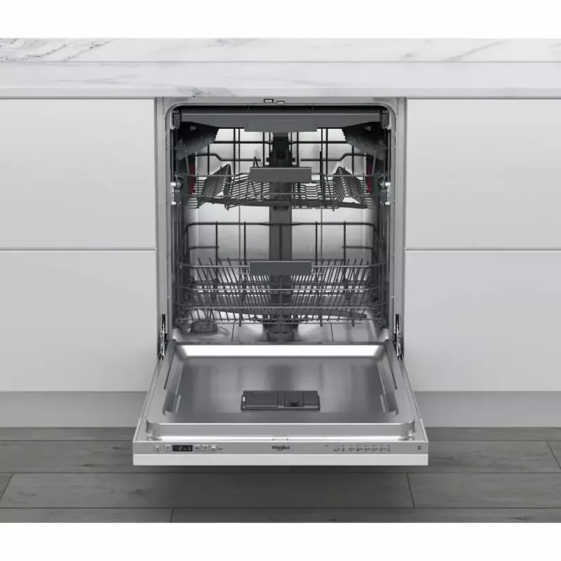 Pusiau įmontuojama indaplovė WHIRLPOOL WIC 3C26 F — 60 cm, 14 komplektų, 46 dB, energijos klasė E