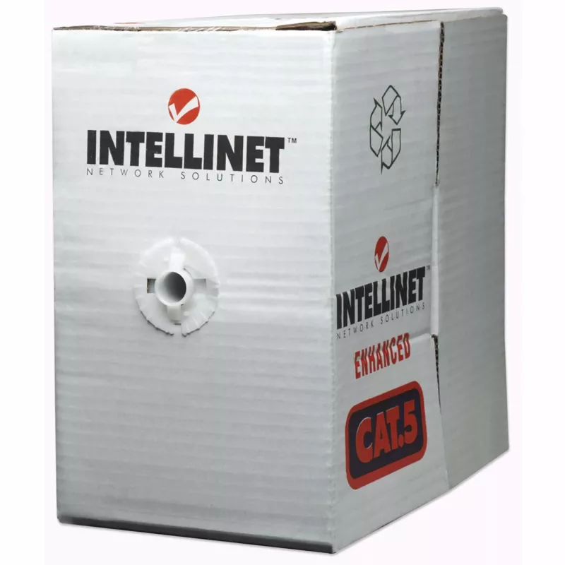 Intellinet Network Bulk Cat6 kabelis, 23 AWG, viengyslė varinė viela, 305 m, pilkas, CCA, U/UTP, dėžė