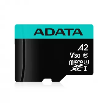 MicroSDXC atminties kortelė ADATA 128GB UHS-I Premier Pro V30 U3 Class 10, 100/80 MB/s, atspari vandeniui, su SD adapteriu