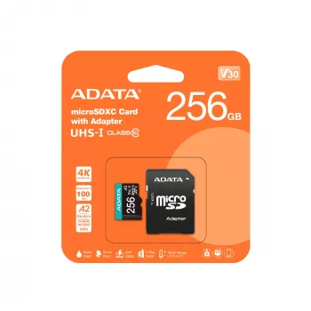 MicroSDXC ADATA Premier Pro 256 GB UHS-I modelis AUSDX256GUI3V30SA2-RA1