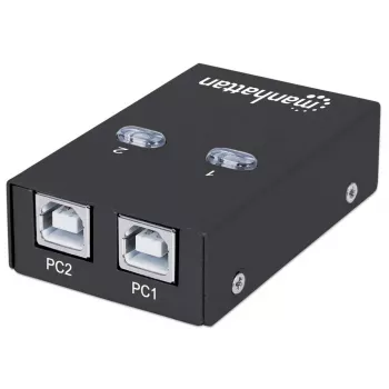 USB jungiklis MANHATTAN 162005, USB 2.0 Type-B, 2 prievadai, 480 Mbps, 1,5 m laidas, baltas