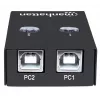 USB jungiklis MANHATTAN 162005, USB 2.0 Type-B, 2 prievadai, 480 Mbps, 1,5 m laidas, baltas