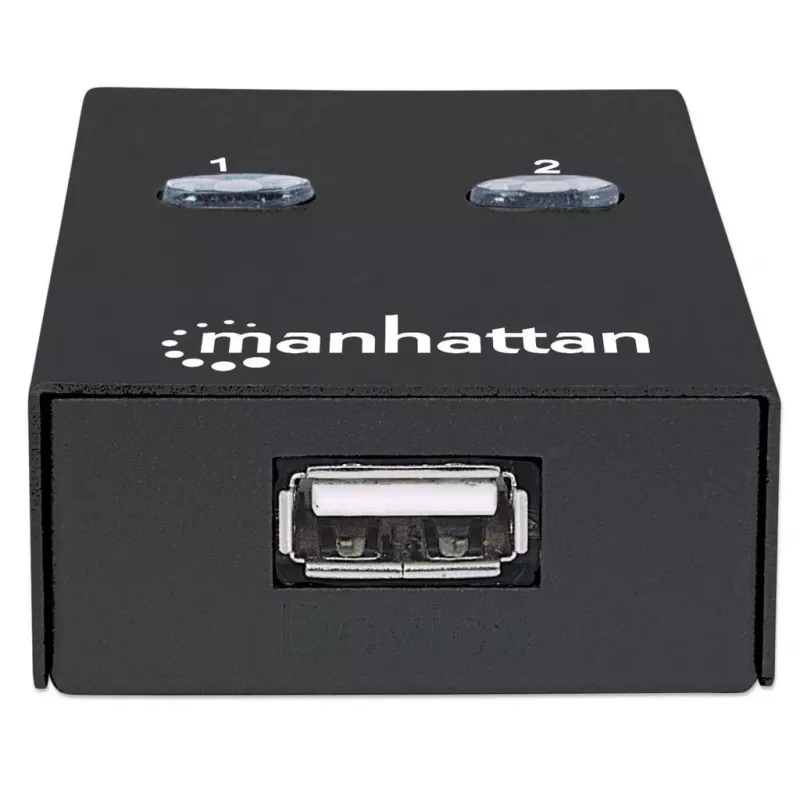 USB jungiklis MANHATTAN 162005, USB 2.0 Type-B, 2 prievadai, 480 Mbps, 1,5 m laidas, baltas