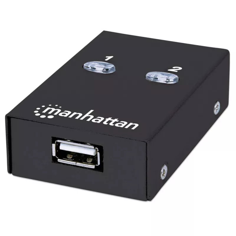 USB jungiklis MANHATTAN 162005, USB 2.0 Type-B, 2 prievadai, 480 Mbps, 1,5 m laidas, baltas
