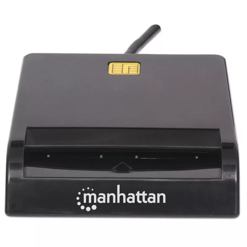 Kontaktinių kortelių skaitytuvas MANHATTAN 102049 — USB 2.0, kabelis 1,05 m, juodas, ABS korpusas