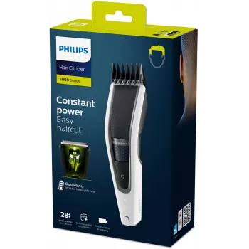 Philips 5000 serijos HC5610/15 plaukų kirpimo mašinėlė juoda, balta, 28 mm, NiMH