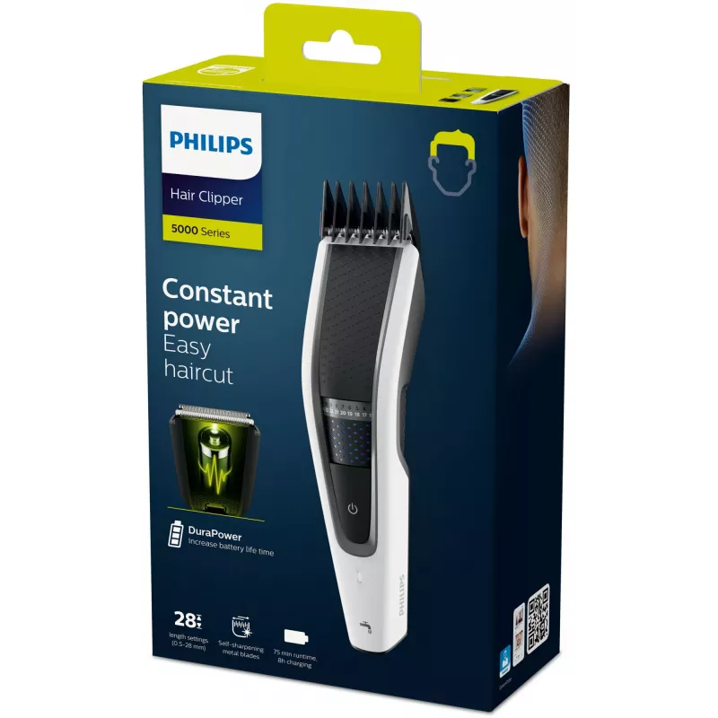 Philips 5000 serijos HC5610/15 plaukų kirpimo mašinėlė juoda, balta, 28 mm, NiMH