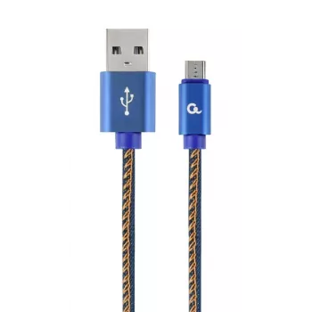GEMBIRD Premium Jeans (denim) Micro-USB laidas su metalinėmis jungtimis, 2 m, mėlynas