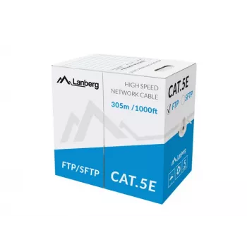 LANBERG LCF5-11CU-0305-S RJ45 Cat5e 305 m pilkas – vytos poros kabelis ritėje