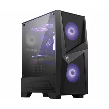 MSI MAG FORGE 100M Mid Tower žaidimų kompiuterio korpusas 'Juodas, 2x 120mm RGB PWM ventiliatorius, 1x 120mm ventiliatorius, 1-6 RGB valdiklis, grūdintas stiklas, ATX, mATX, mini-ITX'