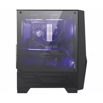 MSI MAG FORGE 100M Mid Tower žaidimų kompiuterio korpusas 'Juodas, 2x 120mm RGB PWM ventiliatorius, 1x 120mm ventiliatorius, 1-6 RGB valdiklis, grūdintas stiklas, ATX, mATX, mini-ITX'