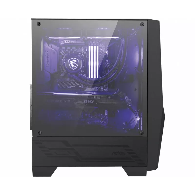 MSI MAG FORGE 100M Mid Tower žaidimų kompiuterio korpusas 'Juodas, 2x 120mm RGB PWM ventiliatorius, 1x 120mm ventiliatorius, 1-6 RGB valdiklis, grūdintas stiklas, ATX, mATX, mini-ITX'