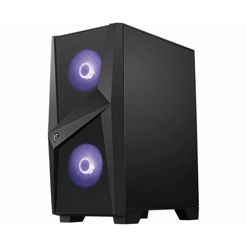 MSI MAG FORGE 100M Mid Tower žaidimų kompiuterio korpusas 'Juodas, 2x 120mm RGB PWM ventiliatorius, 1x 120mm ventiliatorius, 1-6 RGB valdiklis, grūdintas stiklas, ATX, mATX, mini-ITX'