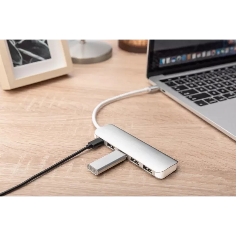 DIGITUS USB-C HUB 4 prievadai PD 4x USB 3.0, 1x PD įkrovimas, pilka