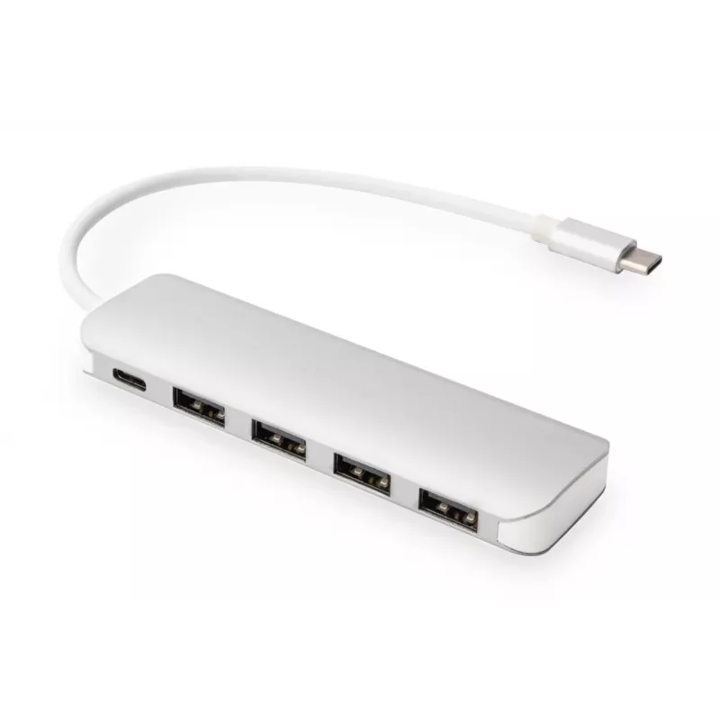 DIGITUS USB-C HUB 4 prievadai PD 4x USB 3.0, 1x PD įkrovimas, pilka