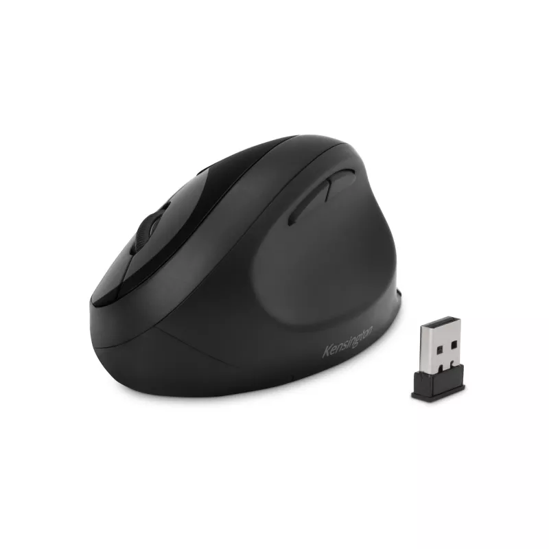 Kensington Pro Fit Ergo belaidė pelė – juoda, dešinei rankai, RF Wireless + Bluetooth, 1600 DPI, juoda