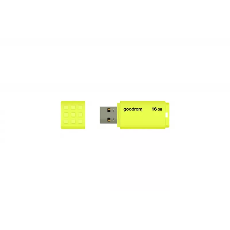 USB atmintukas GOODRAM UME2 16 GB, USB 2.0 Type-A, geltonas, 51×21 mm