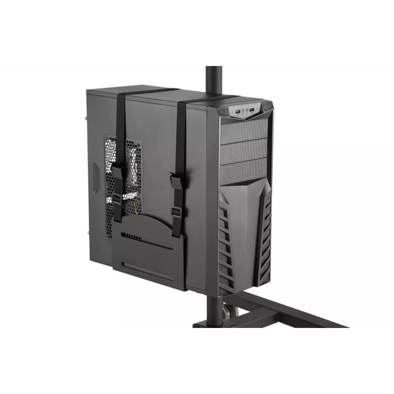 DIGITUS DA-90374 Mobilioji darbo stotis su monitoriaus laikikliu ir PC dėklu, iki 8 kg, 32 colių ekranui - juoda
