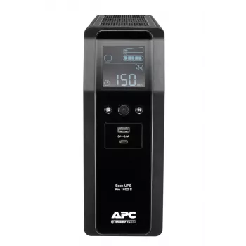 APC Back-UPS Pro 1600VA/960W bokštinis UPS, 230V, 8x IEC C13 lizdai, sinusinė banga, AVR, USB Type A + C prievadai, LCD, keičiama baterija