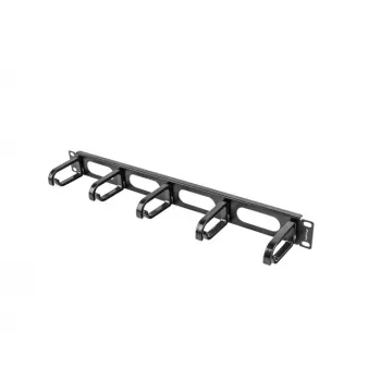 Kabelių tvarkymo panelė LANBERG AK-1205-B, 1U, metalinė, 19 colių (482,6 mm) plotis, 80 mm gylis, juoda