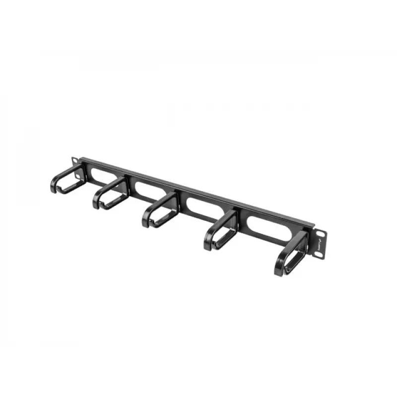 Kabelių tvarkymo panelė LANBERG AK-1205-B, 1U, metalinė, 19 colių (482,6 mm) plotis, 80 mm gylis, juoda