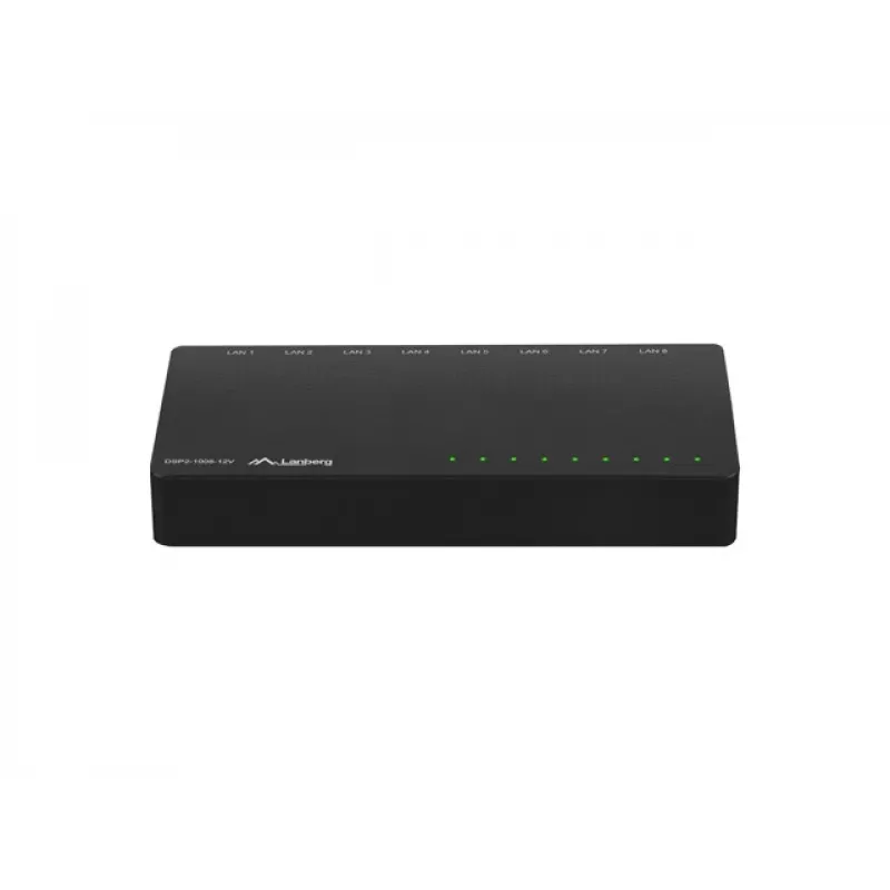 LANBERG Switch Dsp2-1008-12v 8x 1Gb/s Nevaldomas Gigabit Ethernet Darbalaukio 12V