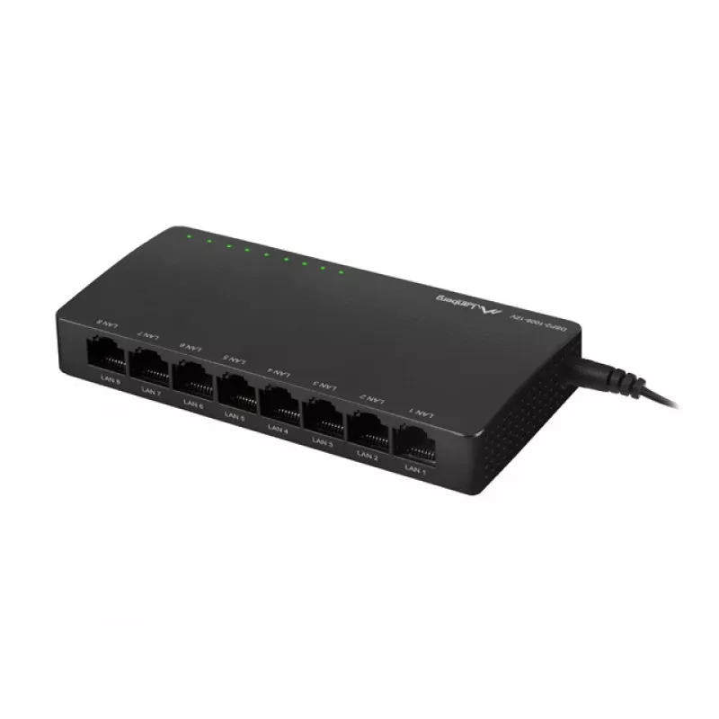 LANBERG Switch Dsp2-1008-12v 8x 1Gb/s Nevaldomas Gigabit Ethernet Darbalaukio 12V