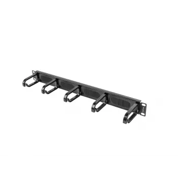 Šepečių skydas LANBERG AK-1203-B – 19 colių 1U metalinis kabelių organizatorius, juodas