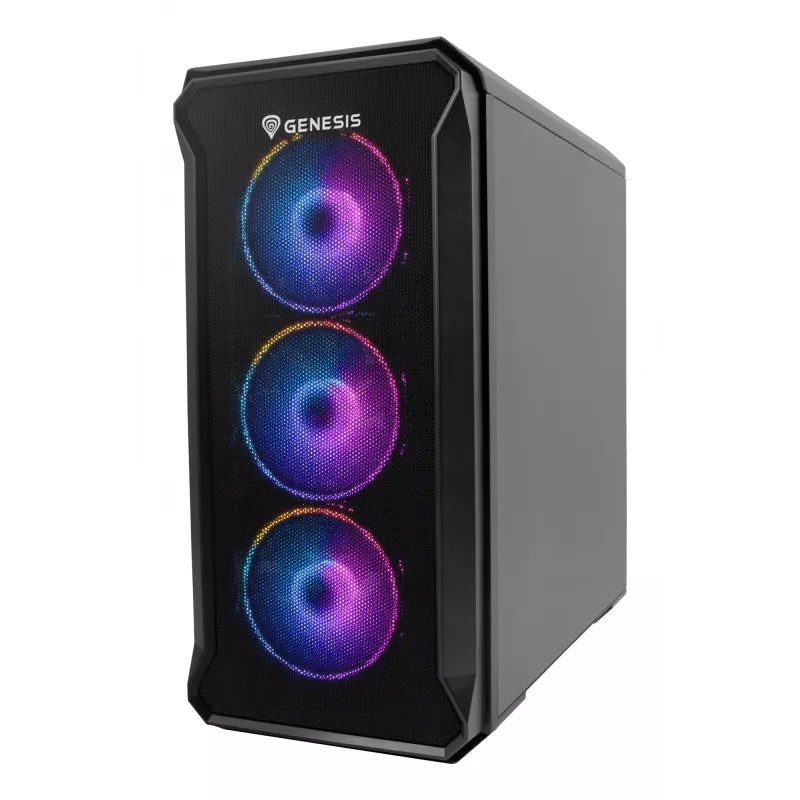 Korpusas GENESIS Irid 503 ARGB Micro Tower Juodas, Peršviečiamas